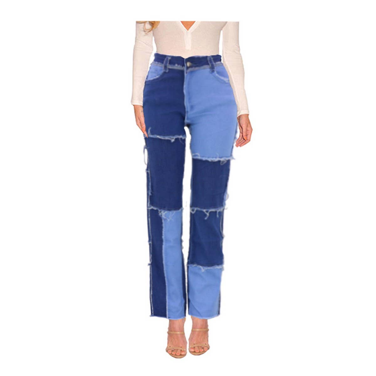WOMENS DENIM PATCHWORK JEANS_CWJP0165