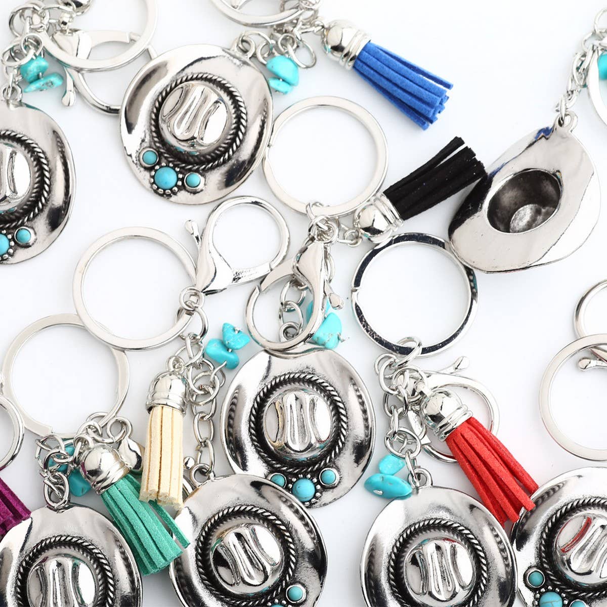 Boho Cowboy Hat Keychain with Vintage Western Charm_CWAB5083