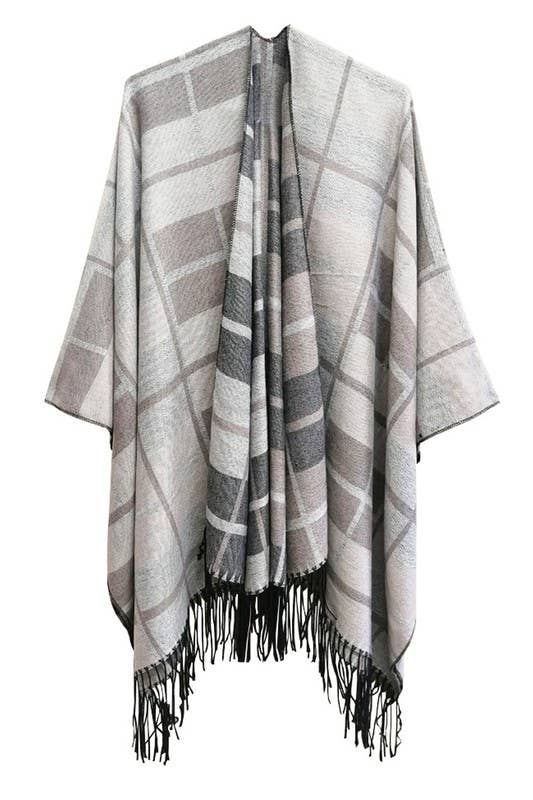 PLAID PATTERN FASHION SHAWL WRAP_CWASC0021