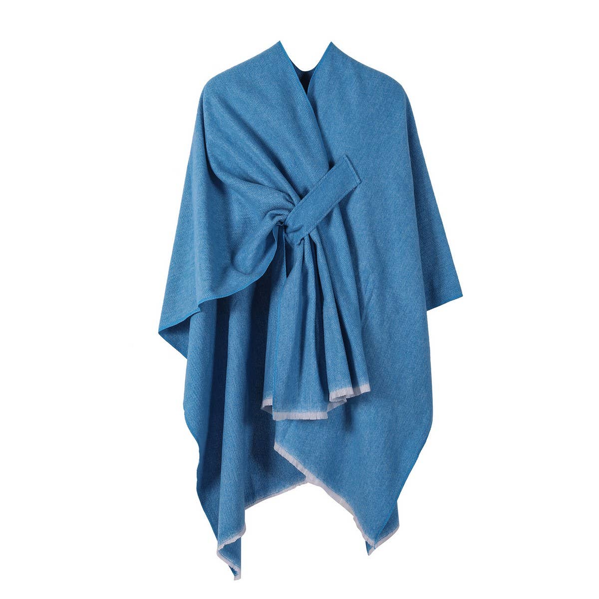 SHAWL KNITTED SOLID COLOR OBLIQUE STRAP CAPE