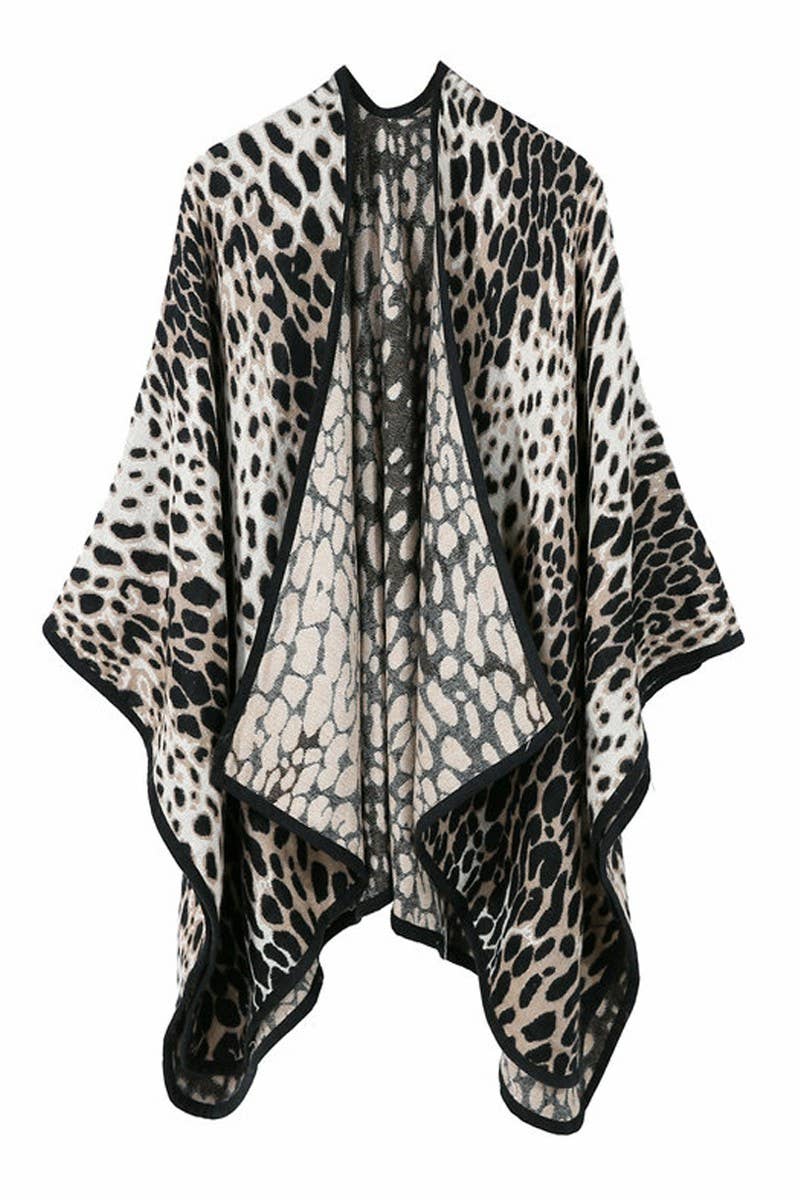 LEOPARD PRINTING SHAWL WRAP CAPE PONCHOS