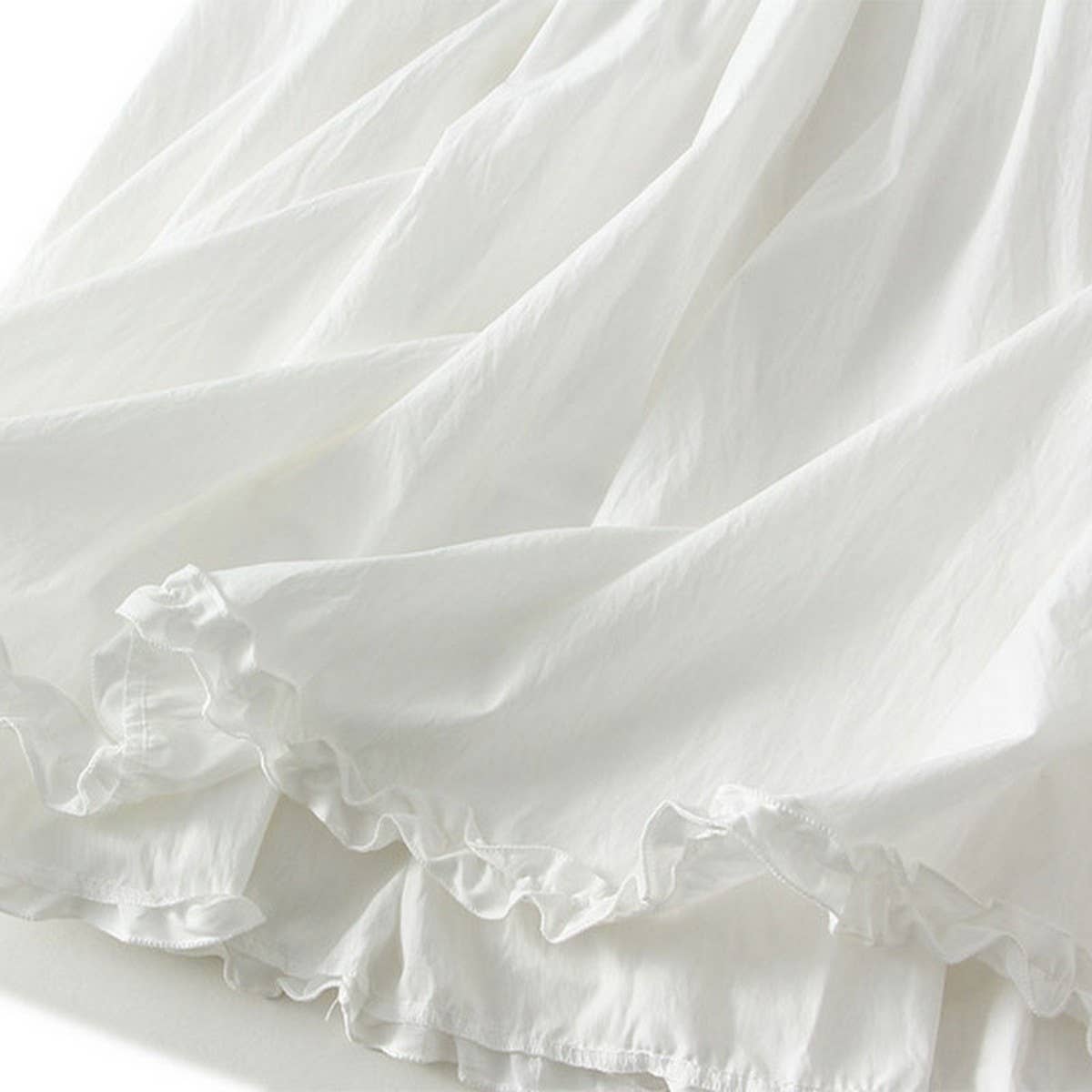 Ruffle Trim Paneled A-Line Flowing Midi Skirt