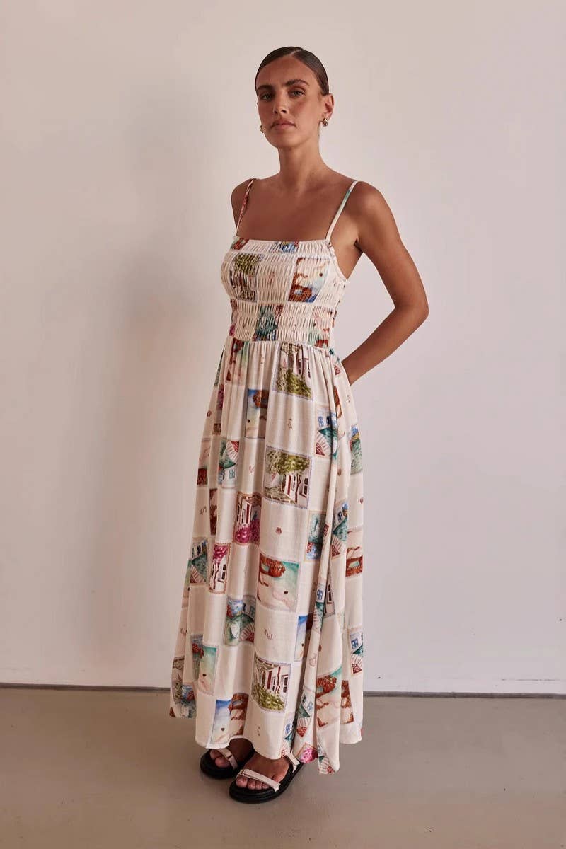 CWDMD5186_FASHIONABLE FLORAL PRINT CAMI MAXI DRESS