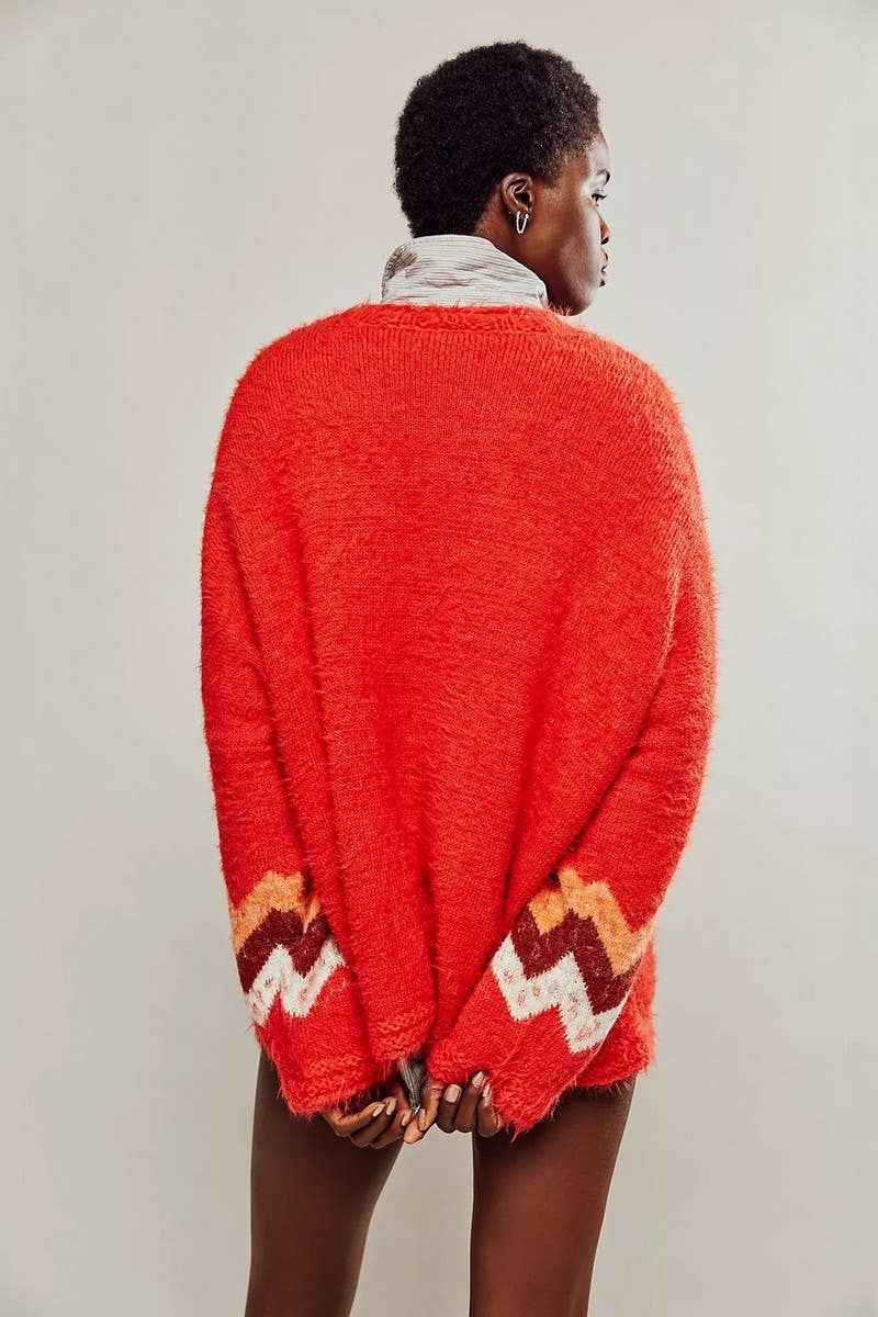 CWOSWL07747_2025 WINTER COZY LOOSE FIT PRINTED KNIT SWEATER