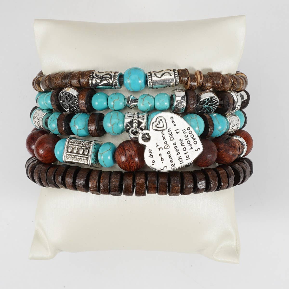 CWAJE05706_ELEPHANT HEART WOOD STRETCH BRACELET