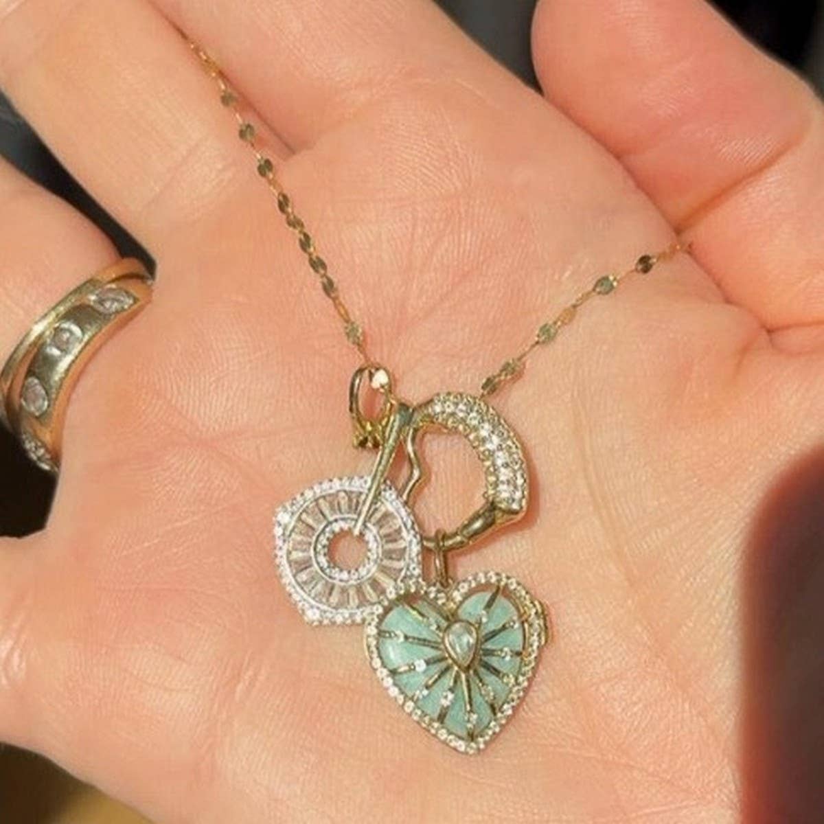 Gemstone Heart Locket Necklace ? Sparkling Love
