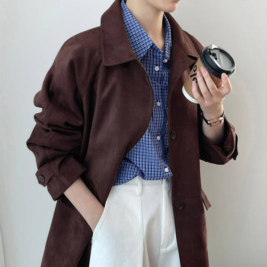Vintage suede coat with loose lapels