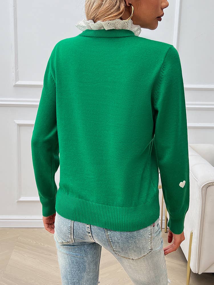 TEMPERAMENT CASUAL EMBROIDERED LOVE SWEATER