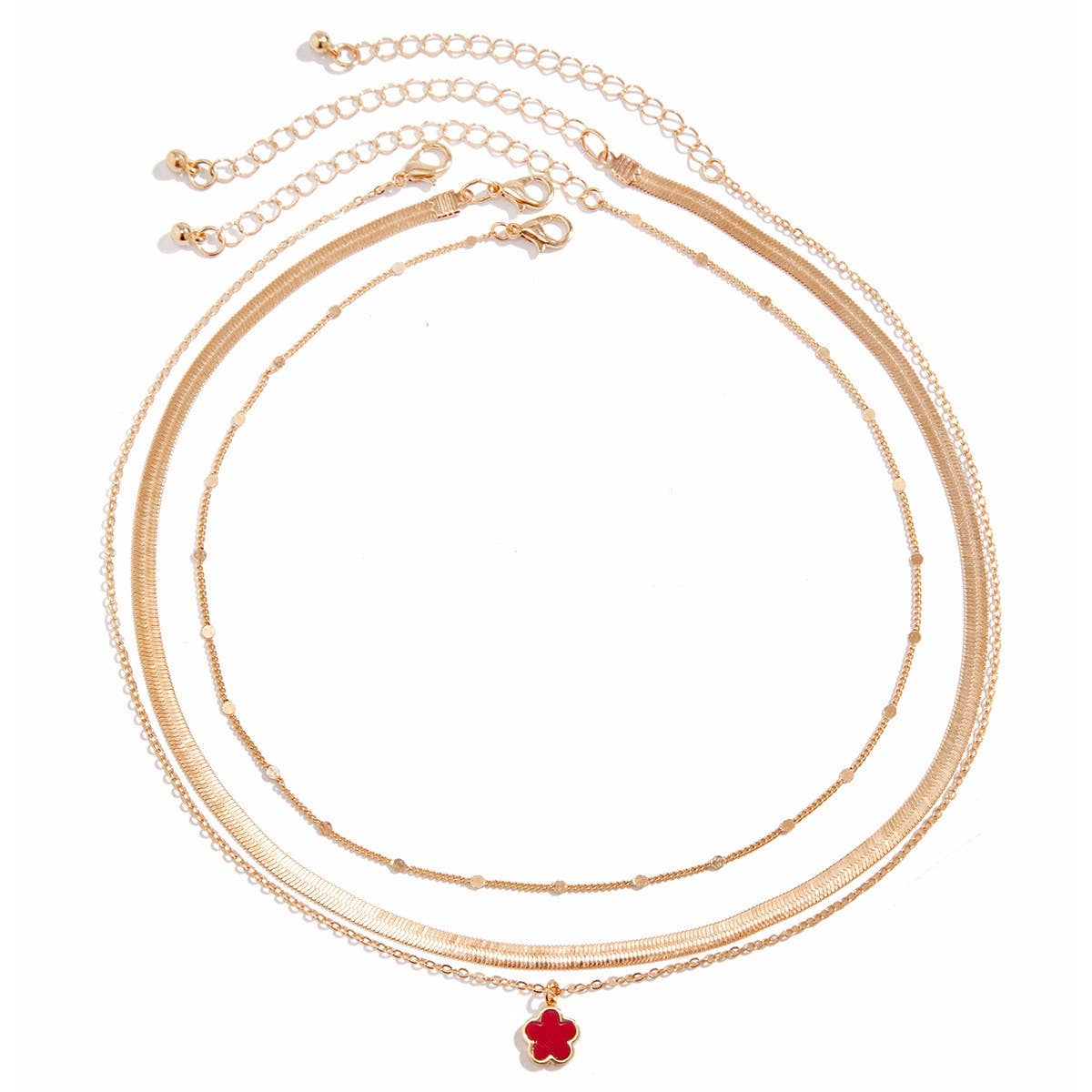 FIVE LEAF GRASS COLORFUL SNAKE BONE CHAIN NECKLACE