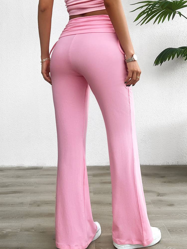 COMFORTABLE CASUAL SOLID COLOR SLIM PLEATED PANTS
