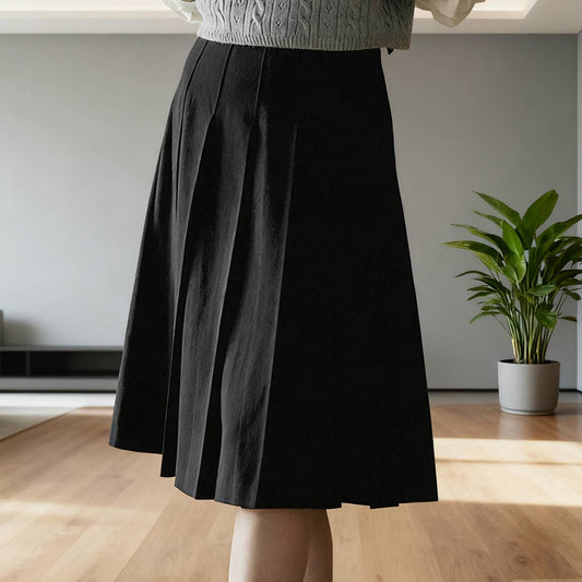 Pleated draping feeling retro high waist skirt