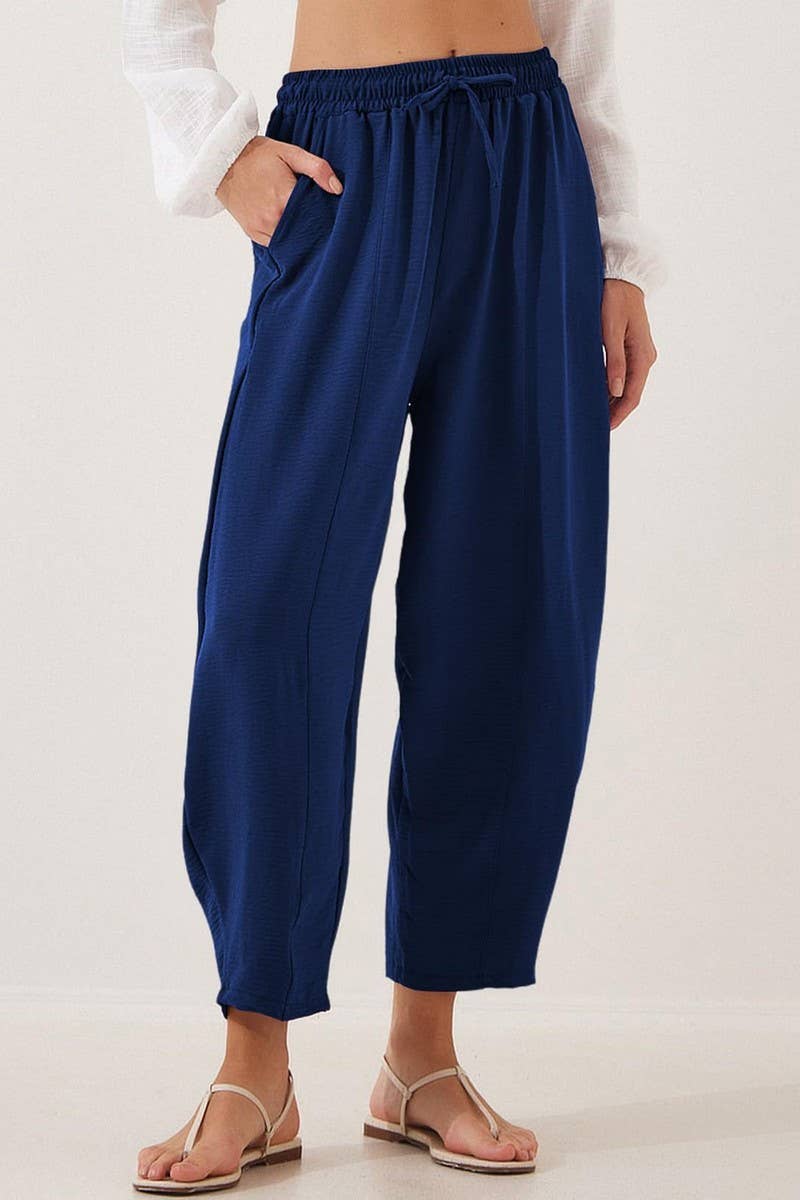 CWBLP01036_HIGH WAIST DRAWSTRING POCKET CROPPED PANTS