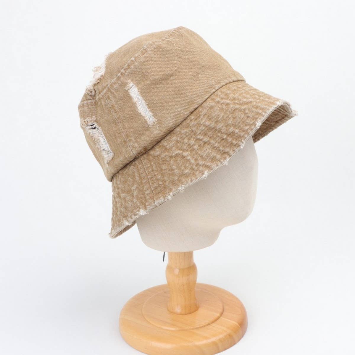 CWAH1518_WASHED VINTAGE TORN DENIM BUCKET HAT