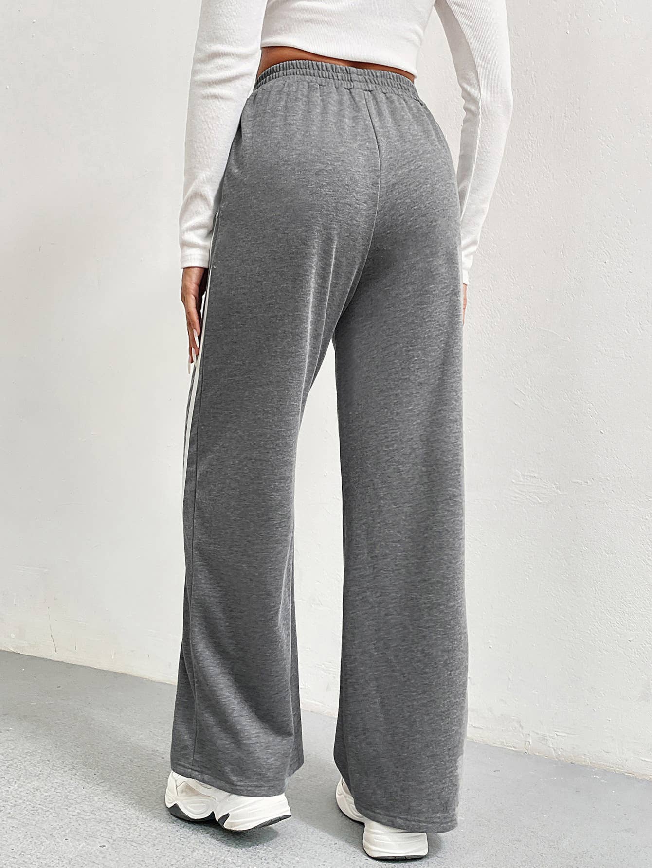HIGH WAIST BAGGY STRAIGHT STRIPE PATCHWORK PANTS