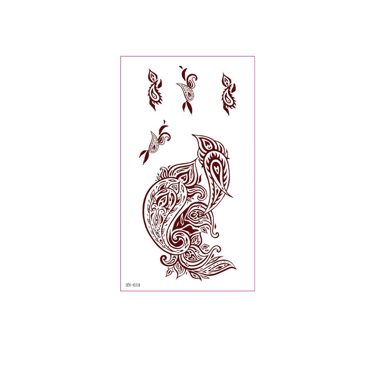 Realistic Brown Henna Tattoo Stickers Waterproof_CWMM8347