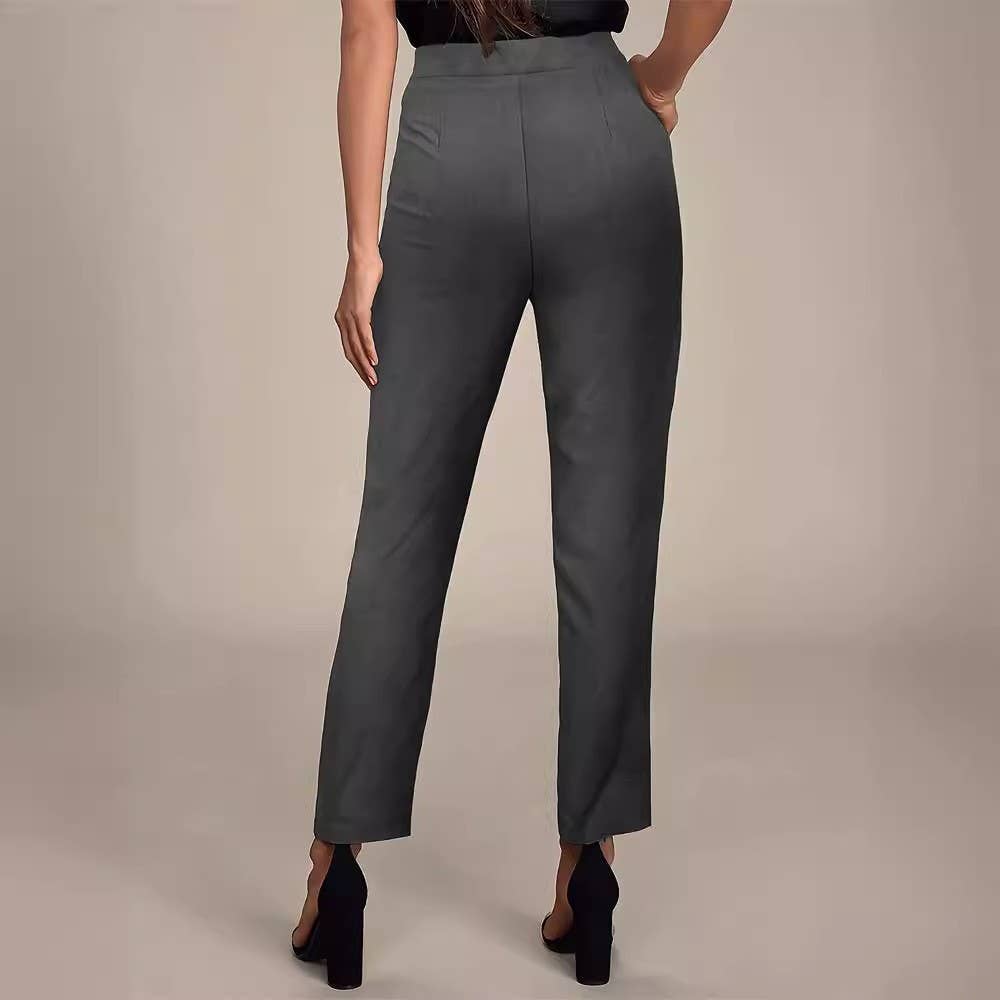 ELEGANT ELASTIC-WAIST ELASTIC-POCKET SUIT PANTS