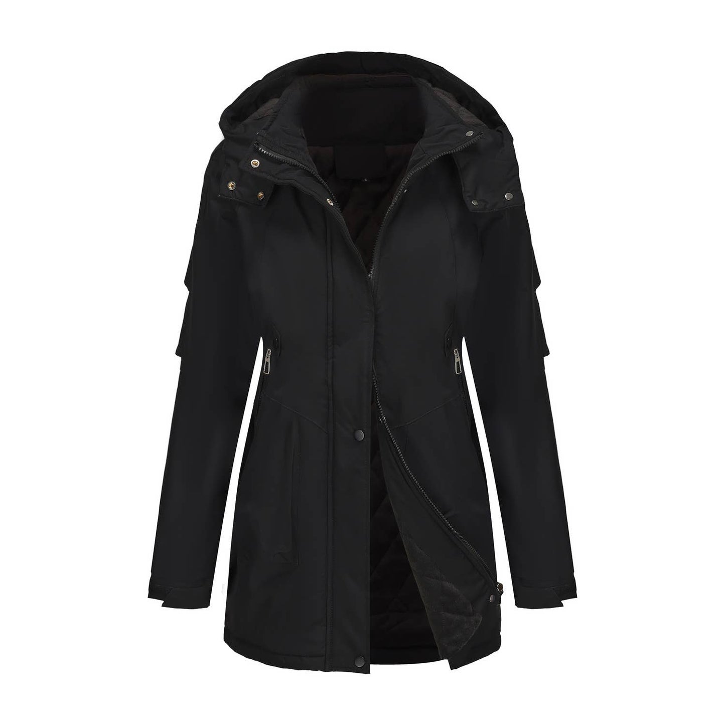 Windproof and warm long hiking jacket