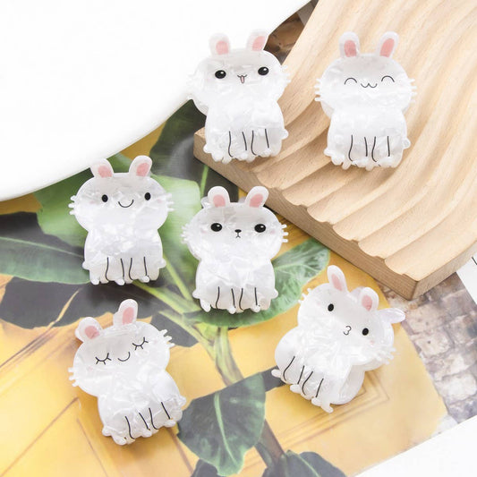 CWAHA1434_WHITE CARTOON RABBIT HAIR CLAW CLIP