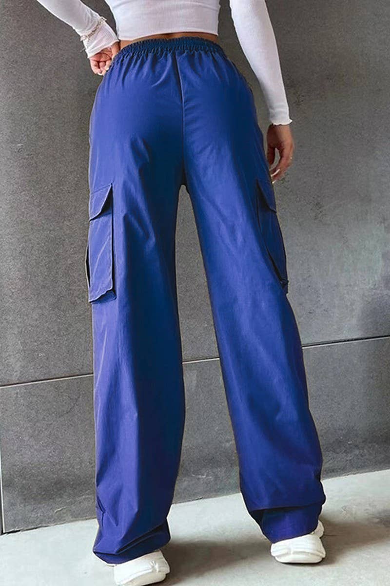 Elastic high-waisted straight-leg overalls