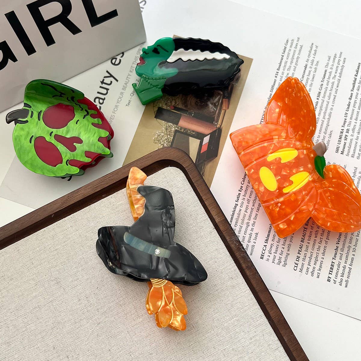 Pumpkin Witch Hat Hair Claw, Medium Acetate Clip_CWAHA5712