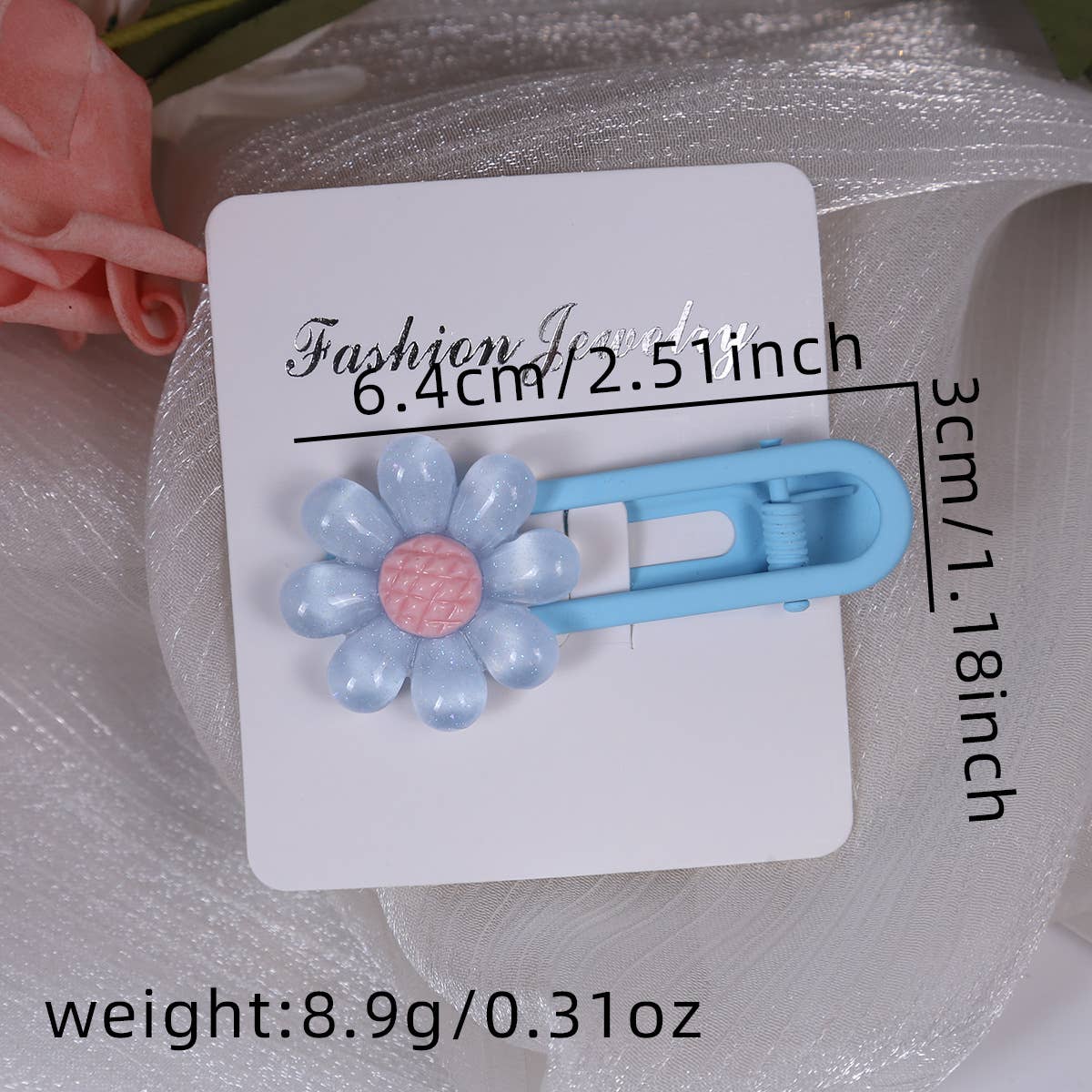 Dopamine-colored resin flower hair clips