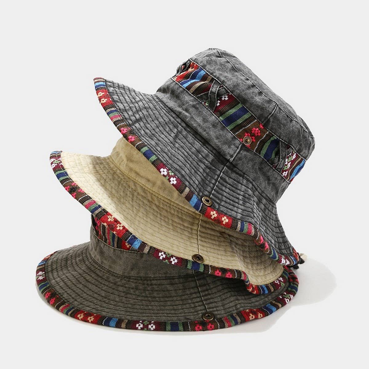 Ethnic Washed Fisherman Hat for Outdoor Sun_CWAH3787