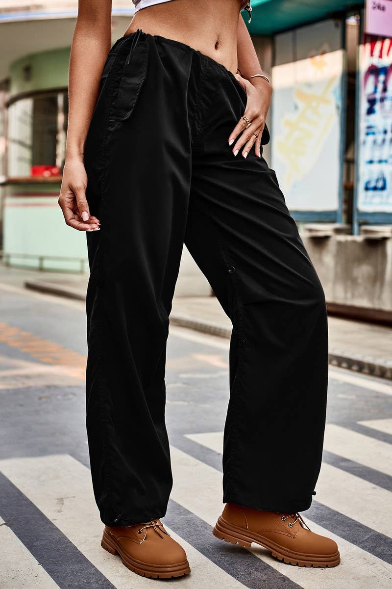 LOOSE ELASTICATED WAIST CARGO PANT_CWBLP0544