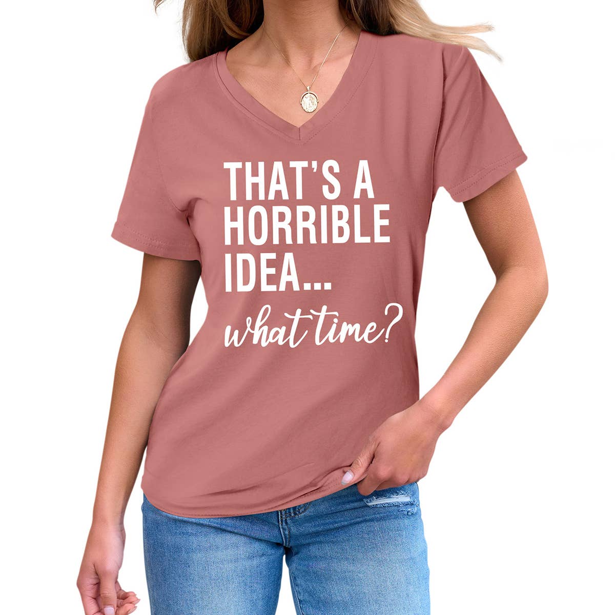 Short-sleeved that's a horrible idea V-neck Top