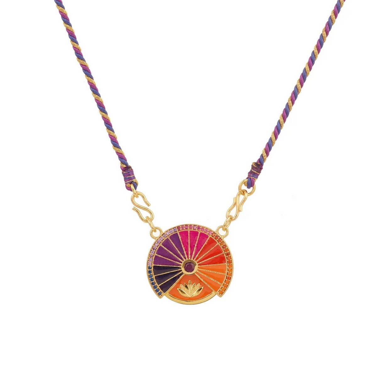GOLD-PLATED NECKLACE WITH COLORFUL ROUND PENDANT
