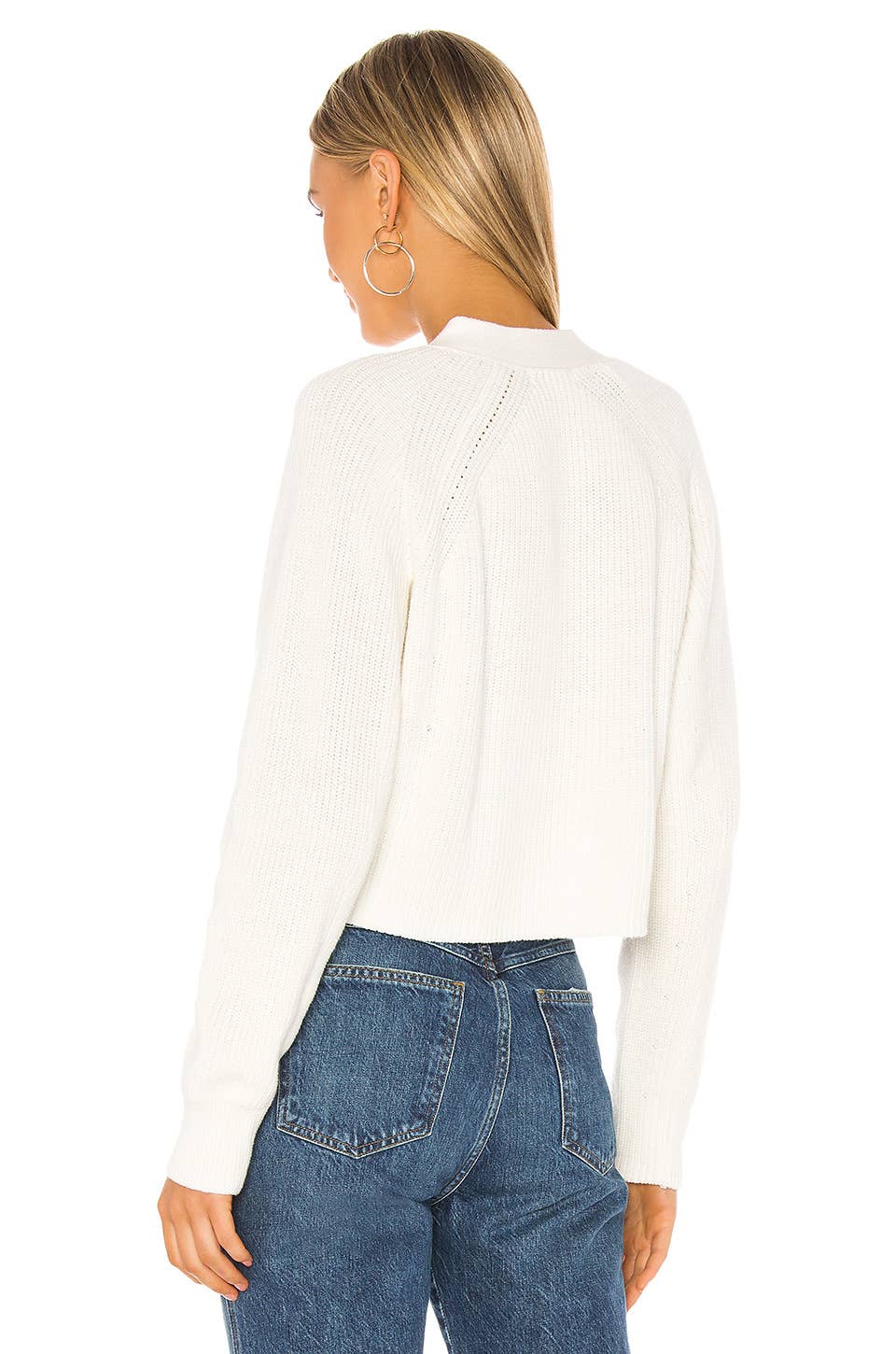 V-NECK LOOSE LONG-SLEEVED KNIT TOP SHORT CARDIGAN