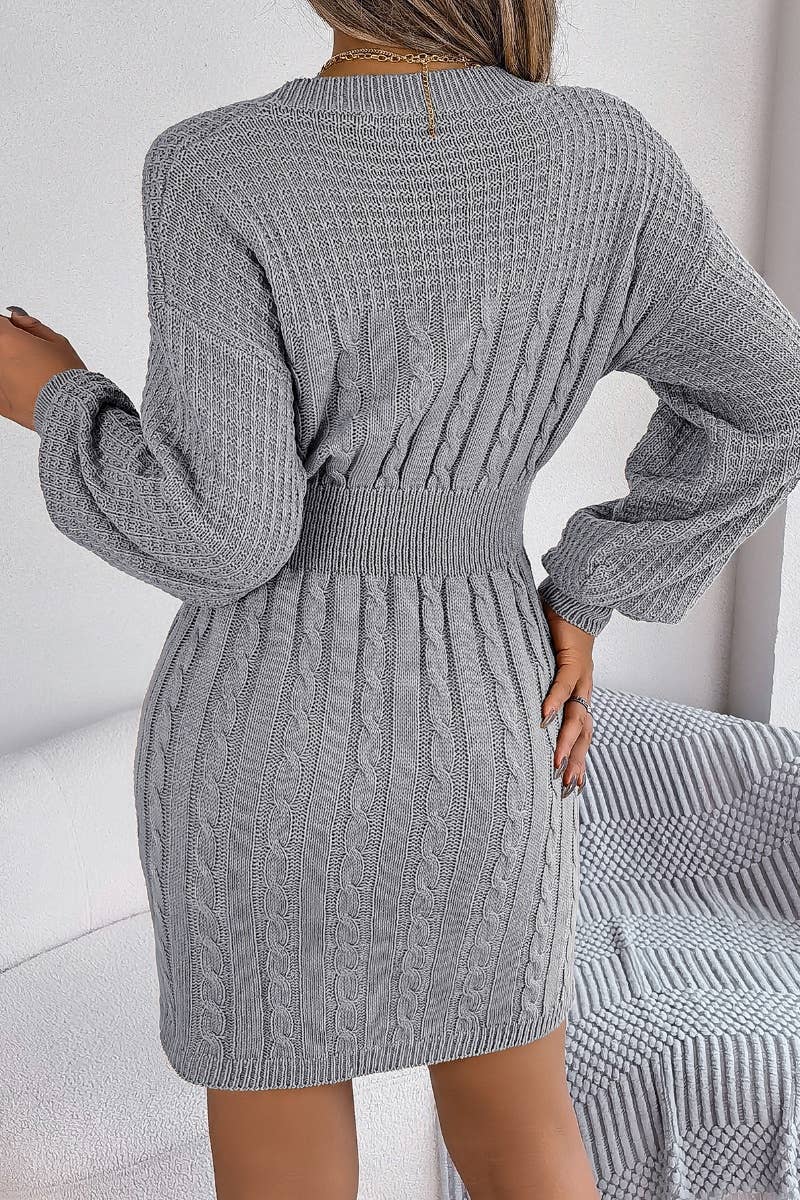CWDSD5798_HOLLOW-OUT LONG-SLEEVED HIP WRAP DRESS SHORT