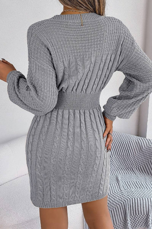 CWDSD5798_HOLLOW-OUT LONG-SLEEVED HIP WRAP DRESS SHORT