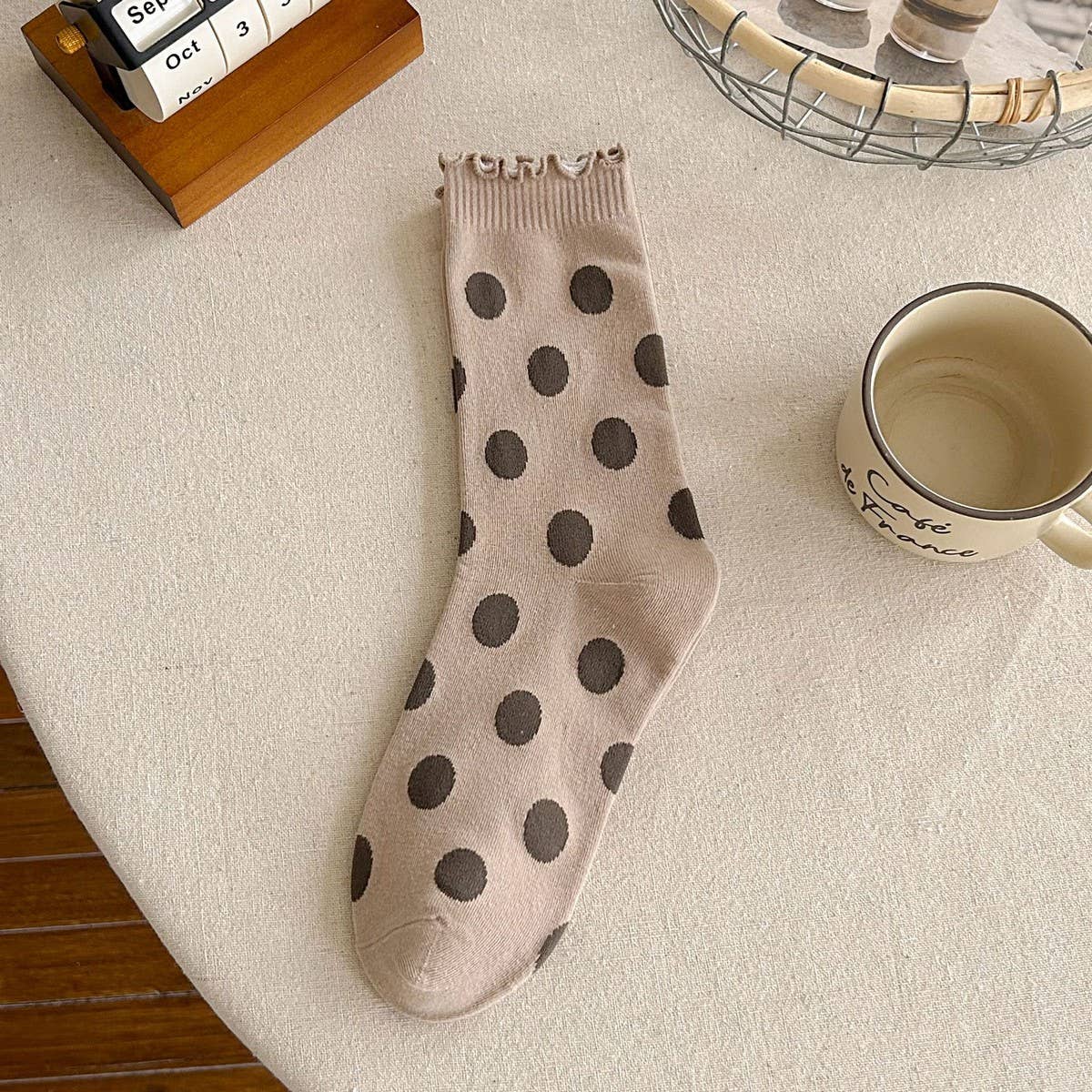 NEW COTTON CUTE LACE POLKA DOT MID-TUBE SOCKS