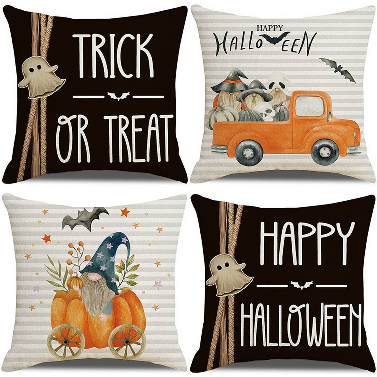 HALLOWEEN PUMPKIN CAR LINEN PILLOWCASE