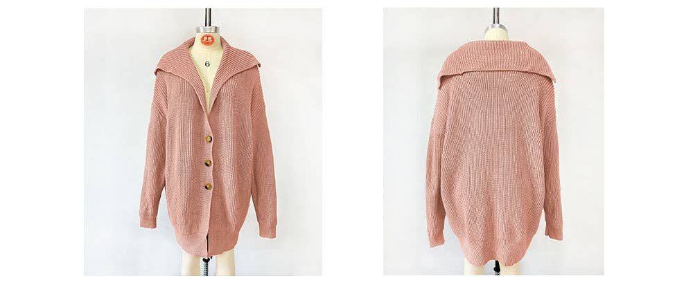 SOLID COLOR CARDIGAN WITH LAPEL AND POCKETS