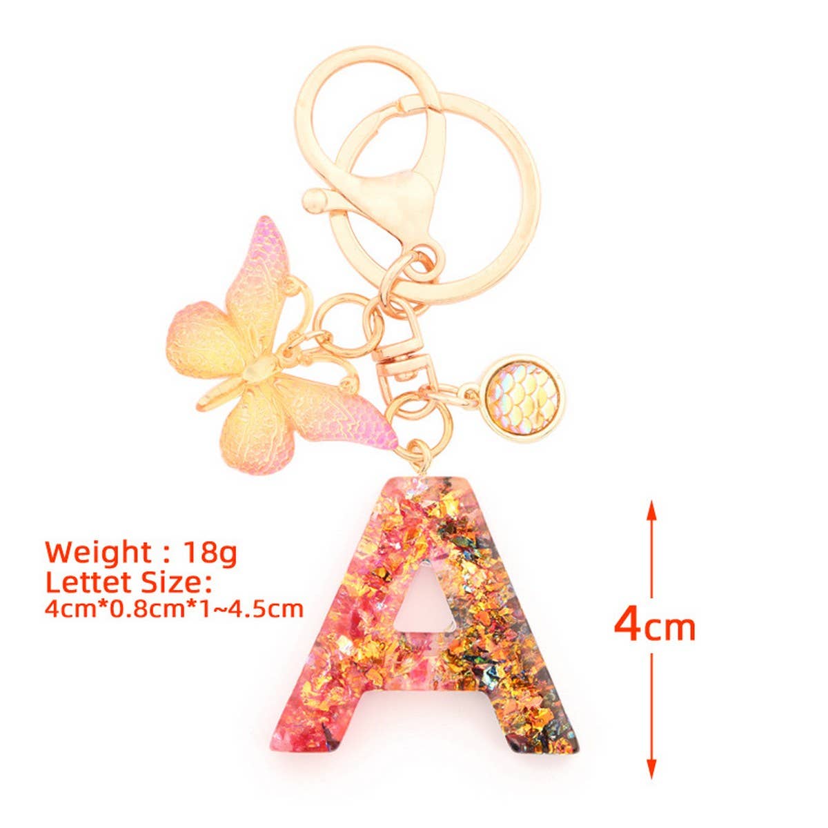 Creative Crystal Letter Keychain with Resin Sequins_CWAB5021