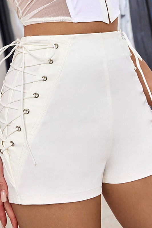 CWBSP0315_SUMMER SEXY CASUAL LACE-UP SLIM BODYCON SHORTS