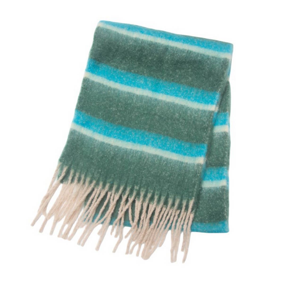 Chunky Fringe Stripe Scarf ?  Winter Yarn Wrap
