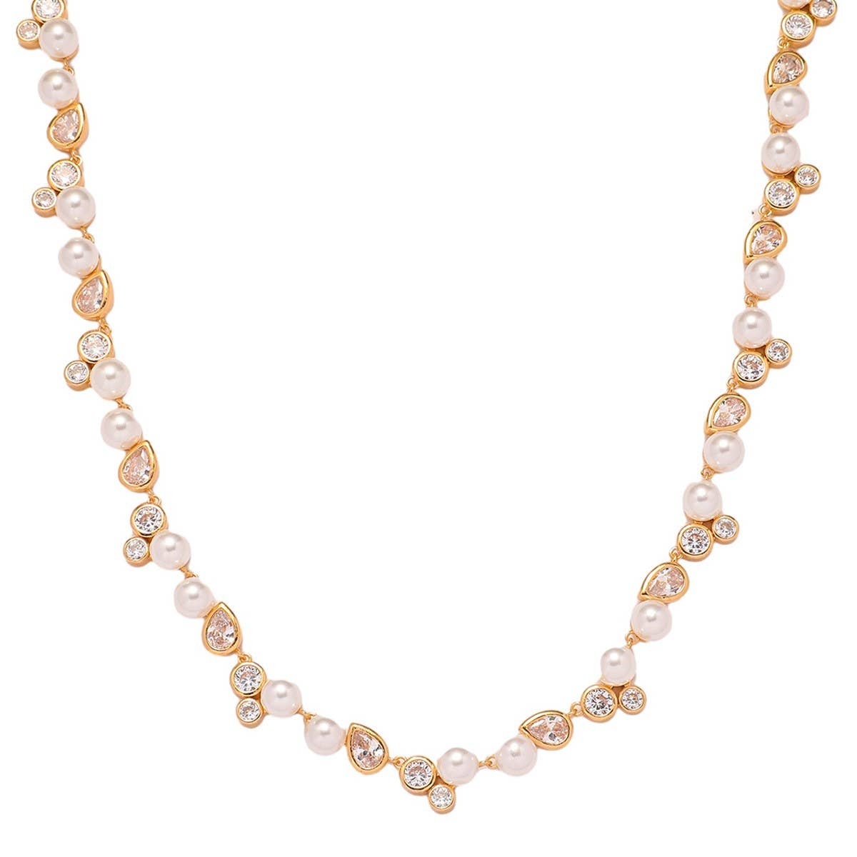 TEMPERAMENT GLASS PEARL NECKLACE EARRINGS SET