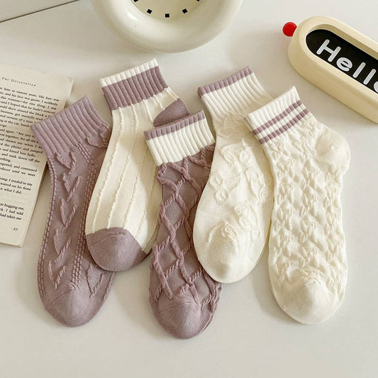 CWMS2499_SPRING AND SUMMER TARO PURPLE DIAMOND SOCKS