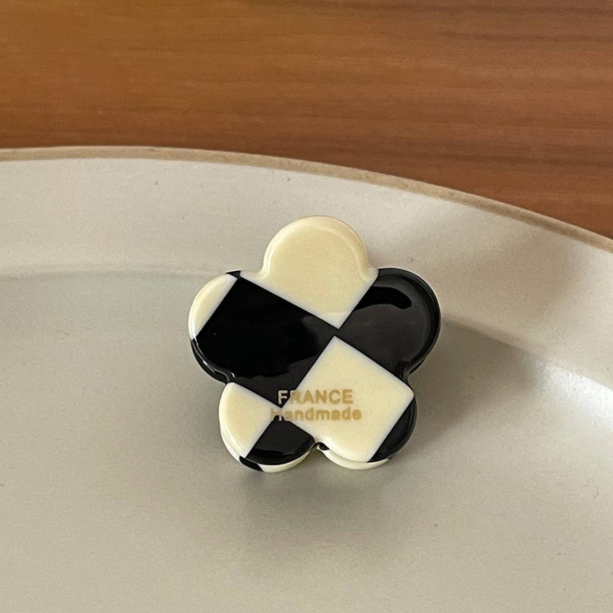 Ink Brown Floral Mini Hair Claw - Retro Bang Clip