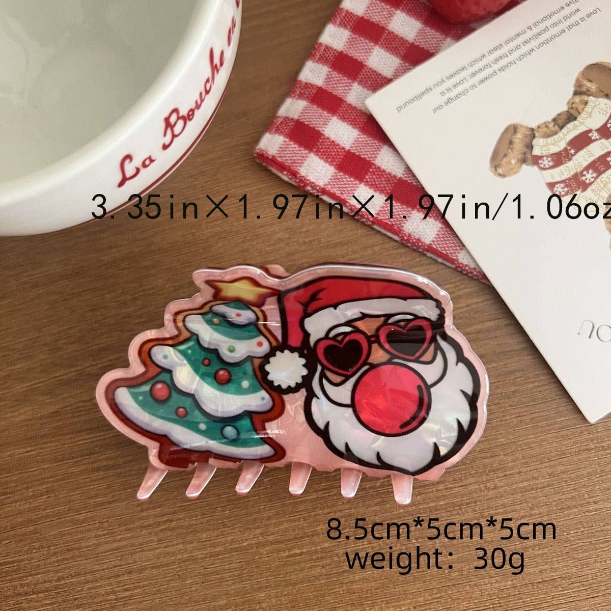 CWAHA07713_CHRISTMAS ACRYLIC CLAW HAIR CLIP FOR WOMEN