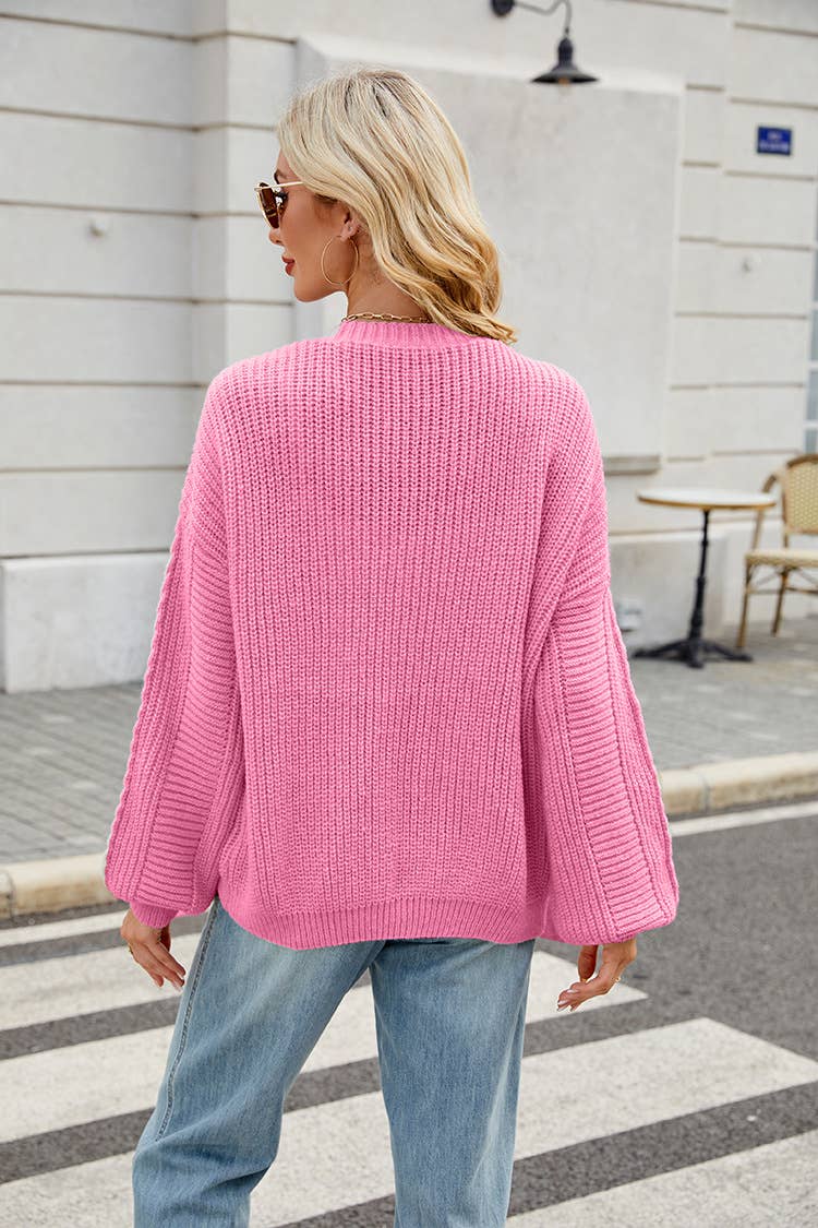 V-neck buttoned single-breasted knitted cardigan