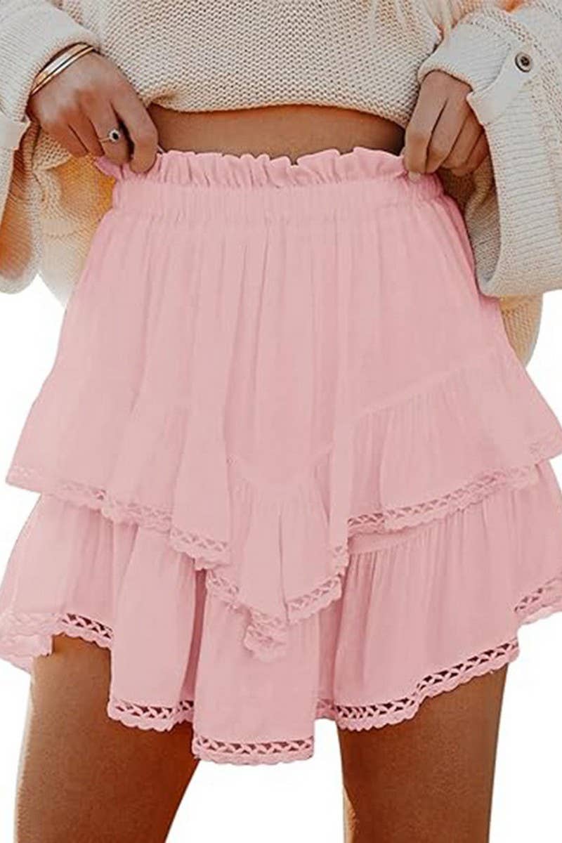 CWBSS0455_HIGH WAIST LAYERED RUFFLE MINI SKIRT