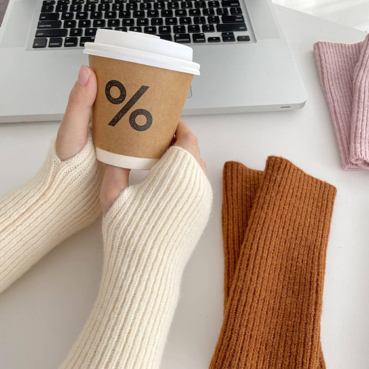 VERSATILE KNITTED WARM VERTICAL STRIPED GLOVES_CWAG0142