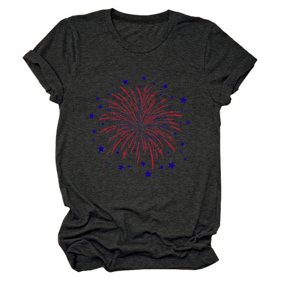 Trendy Loose Star Fireworks Graphic Tee for Women
