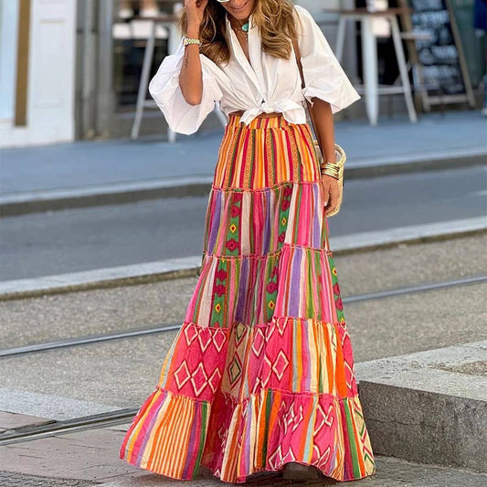 Fashion individual printed Bohemian beach skirt