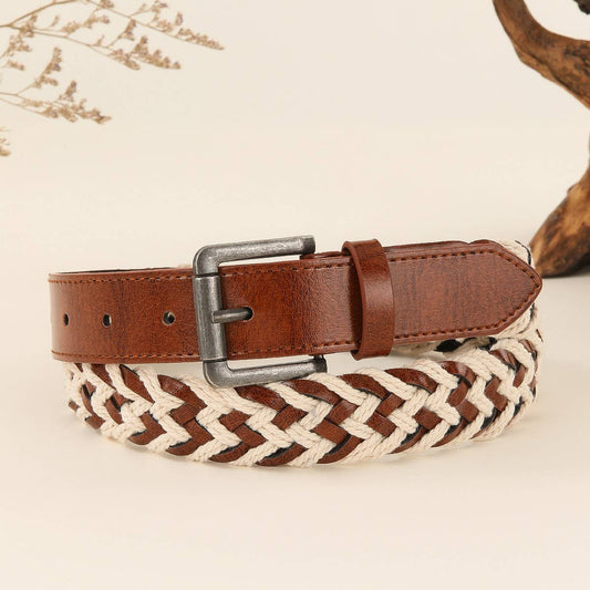 Boho Woven Pin Buckle Belt Multicolor Casual Chic_CWABE1232
