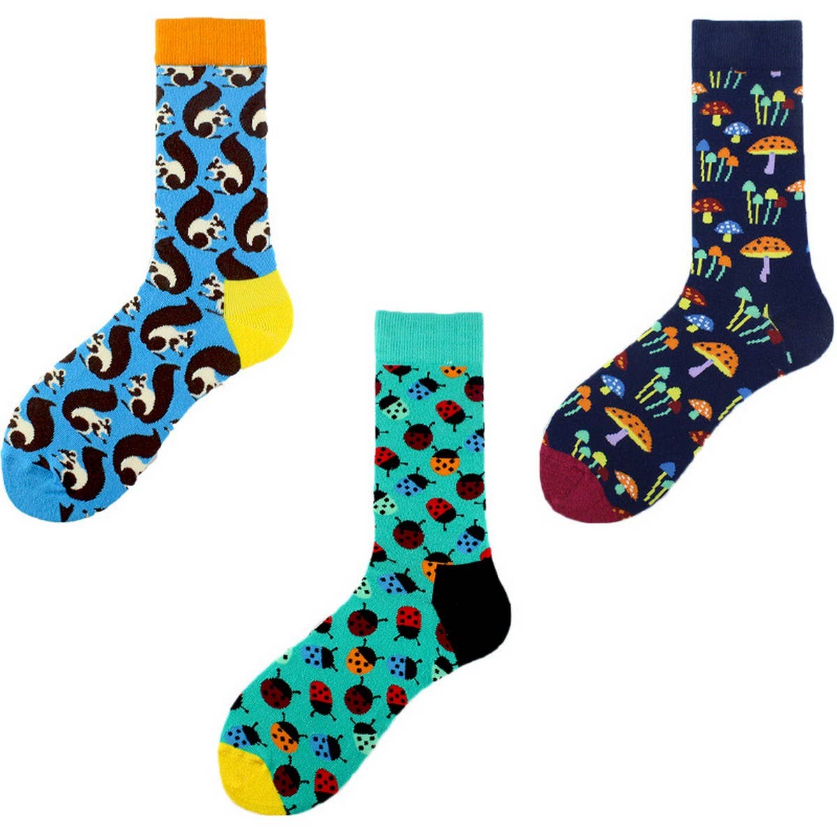 FUN CARTOON PRINTED MID-TUBE SOCKS CREW SOCKS_CWAH1118