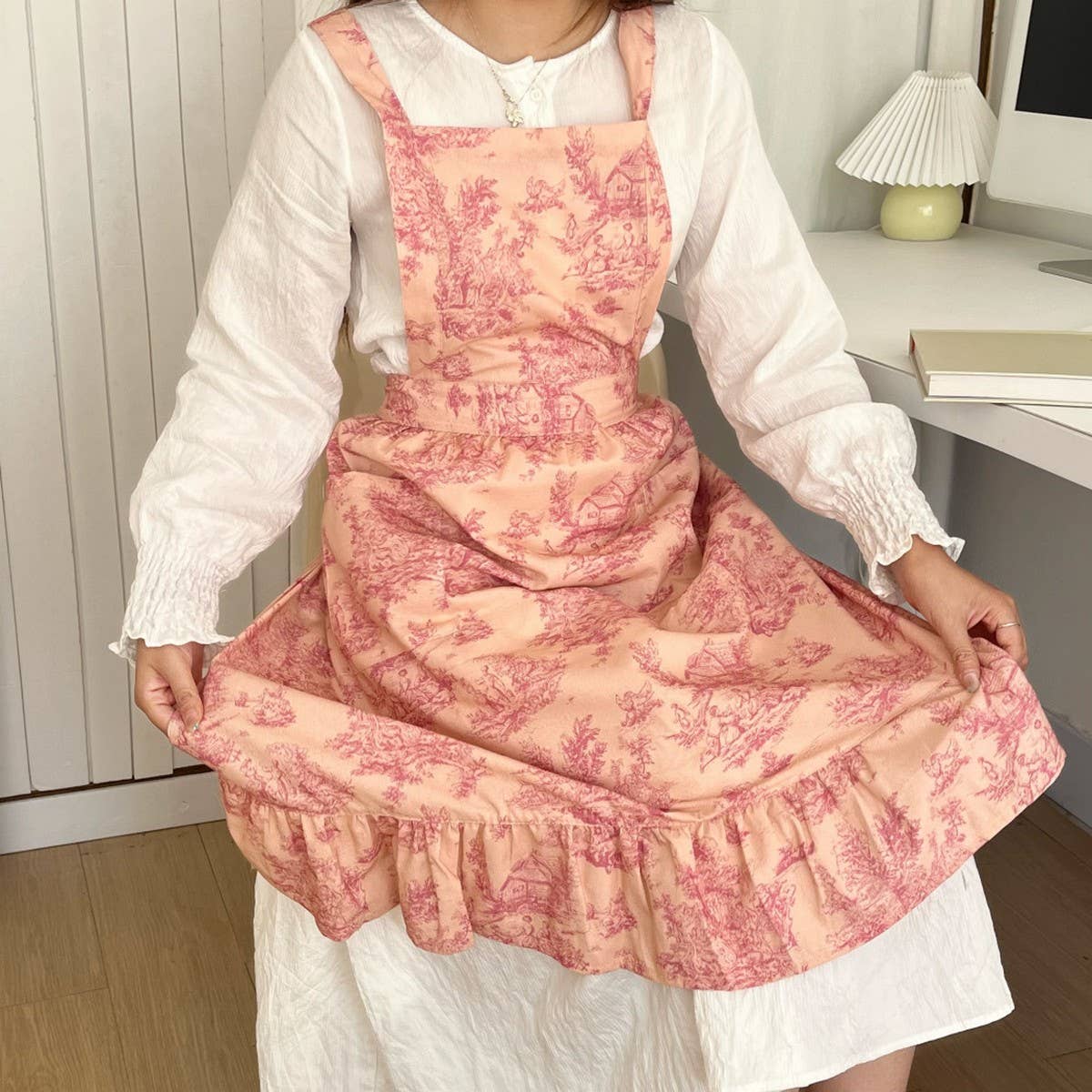 WATERPROOF INK LEAF EDGE FISH TAIL HOUSEHOLD APRON